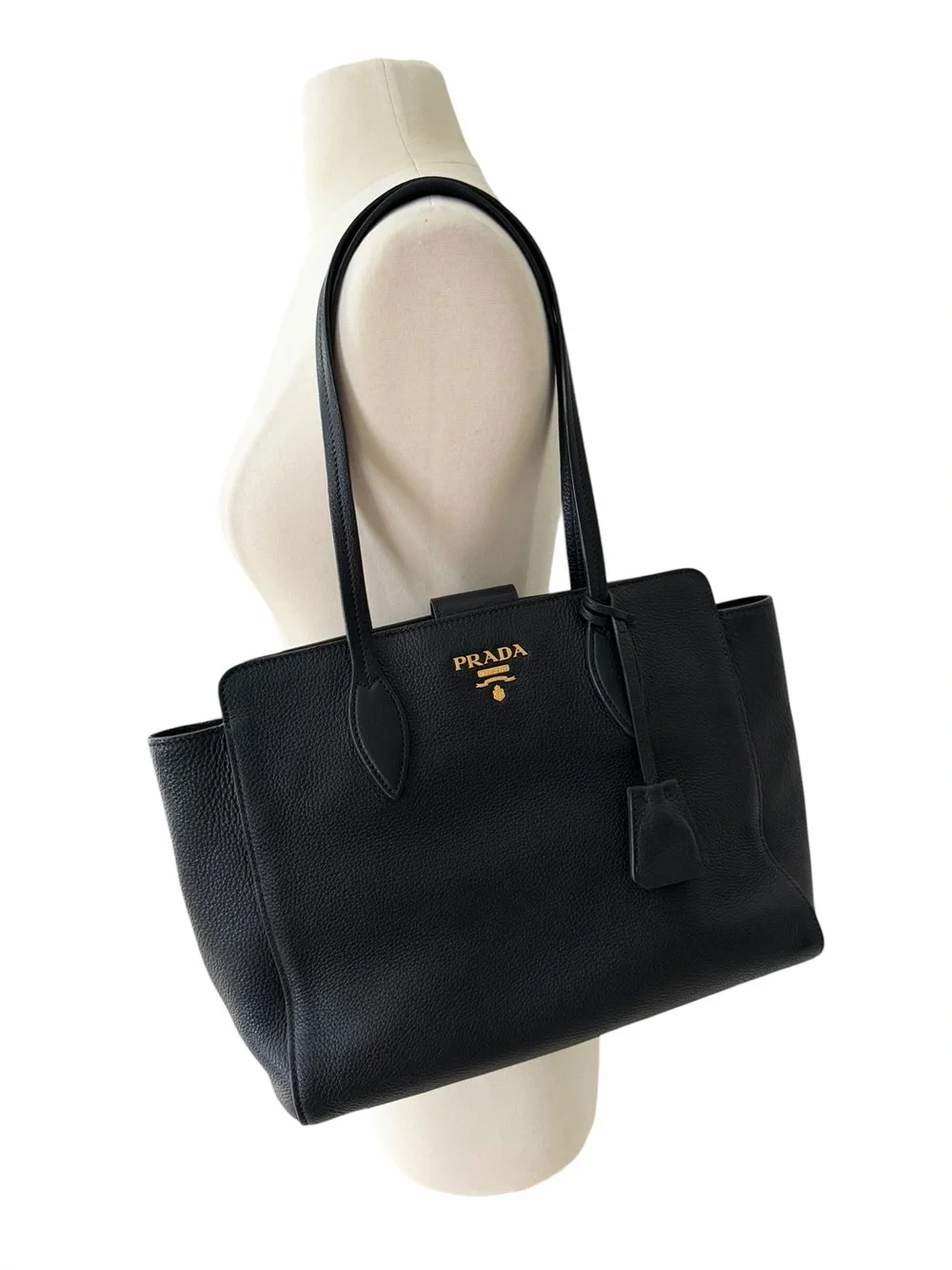 PRADA Vitello Phenix Leather Tote Bag and Matching Wallet 1BG111